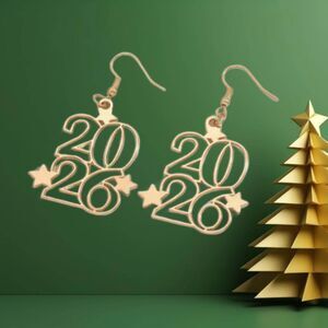 2026 New Year Earrings Gold Hollow